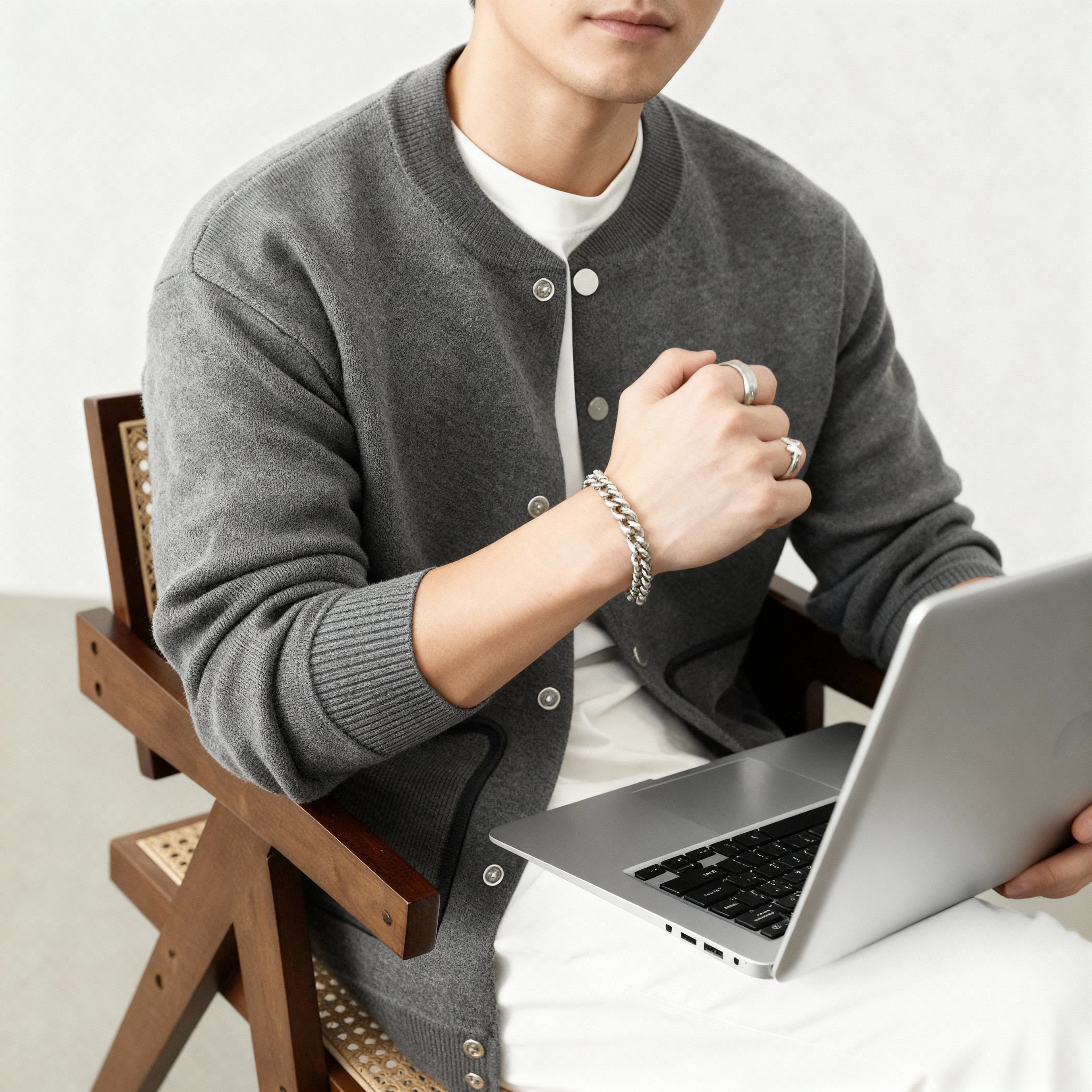 Ashford Collarless Knit Cardigan