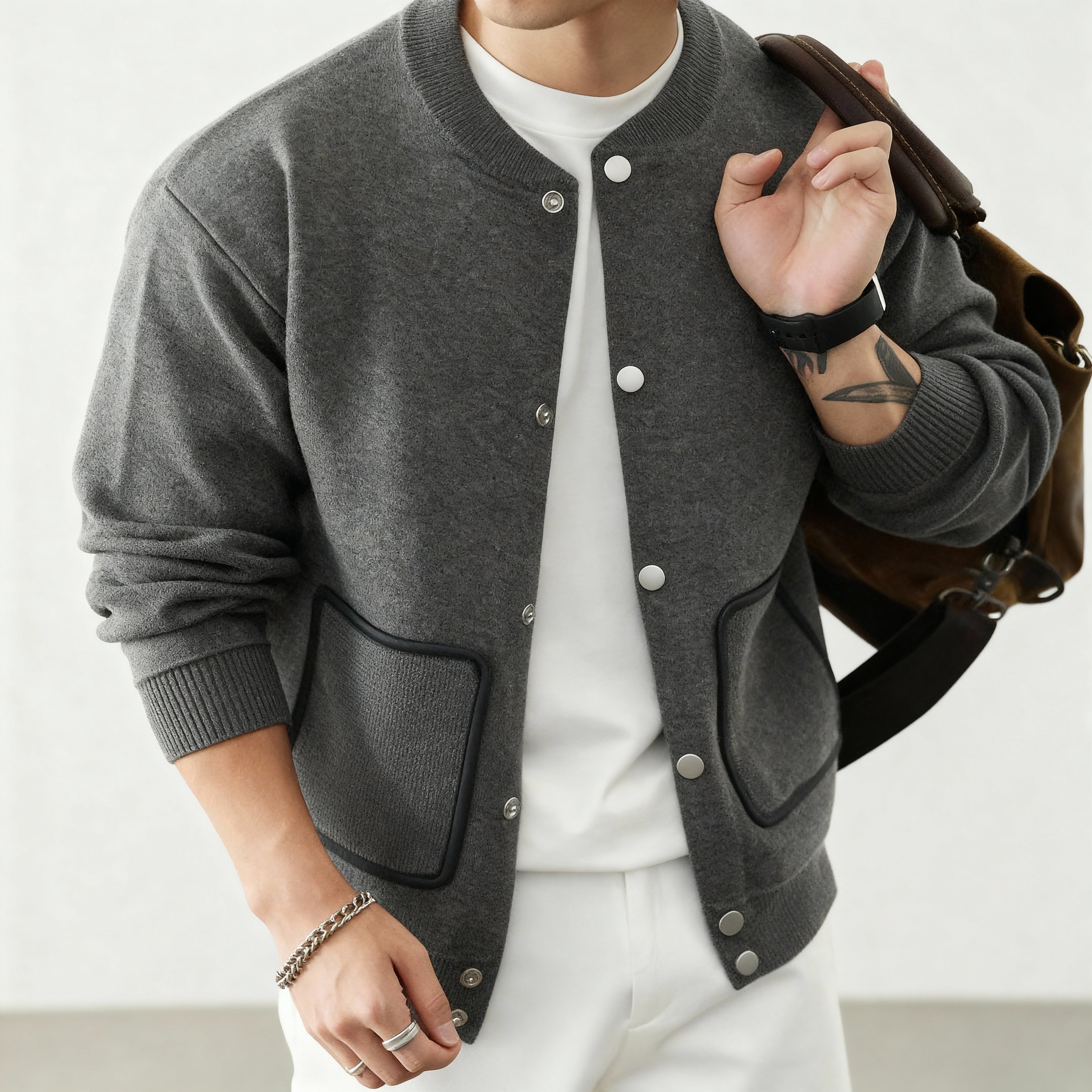 Ashford Collarless Knit Cardigan