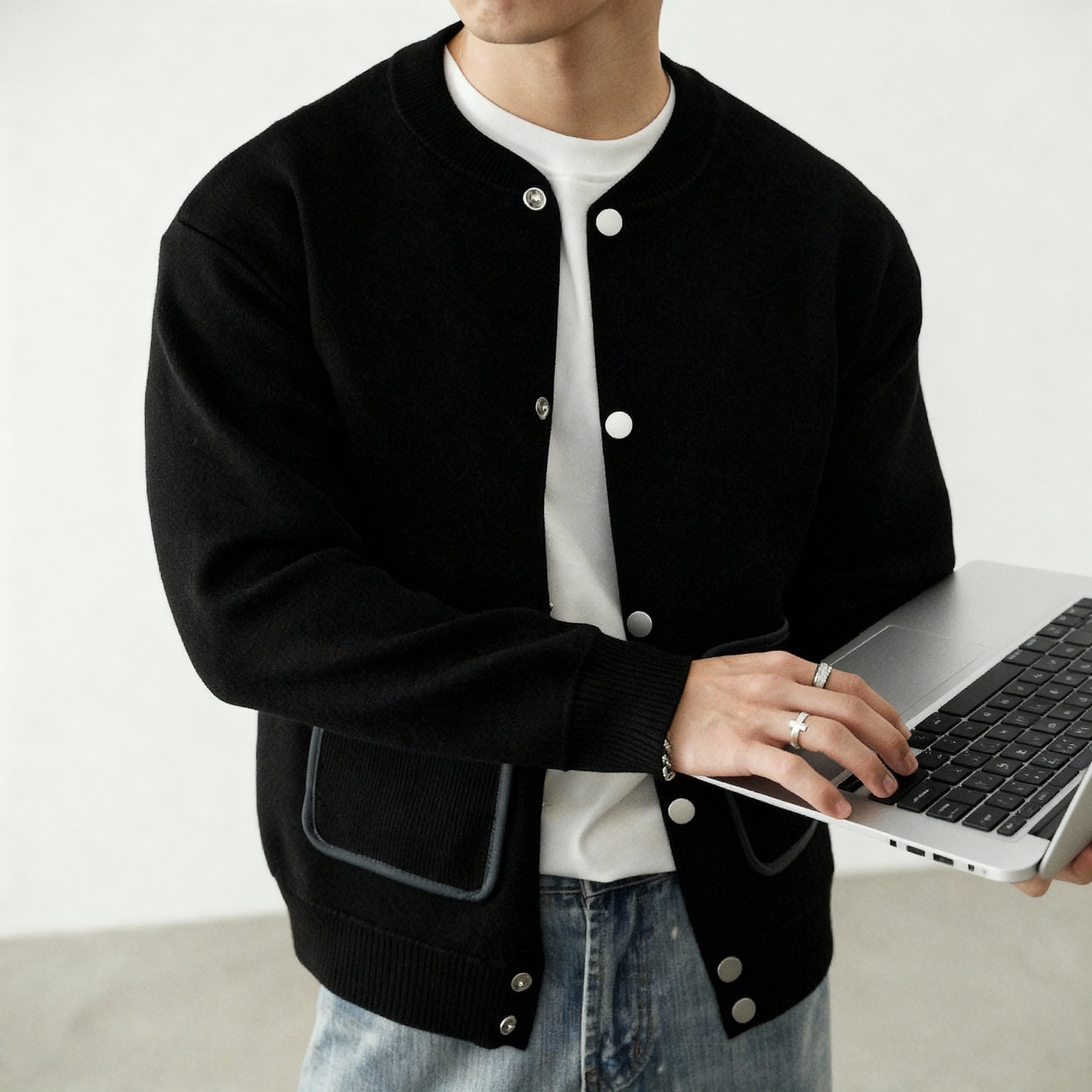 Ashford Collarless Knit Cardigan