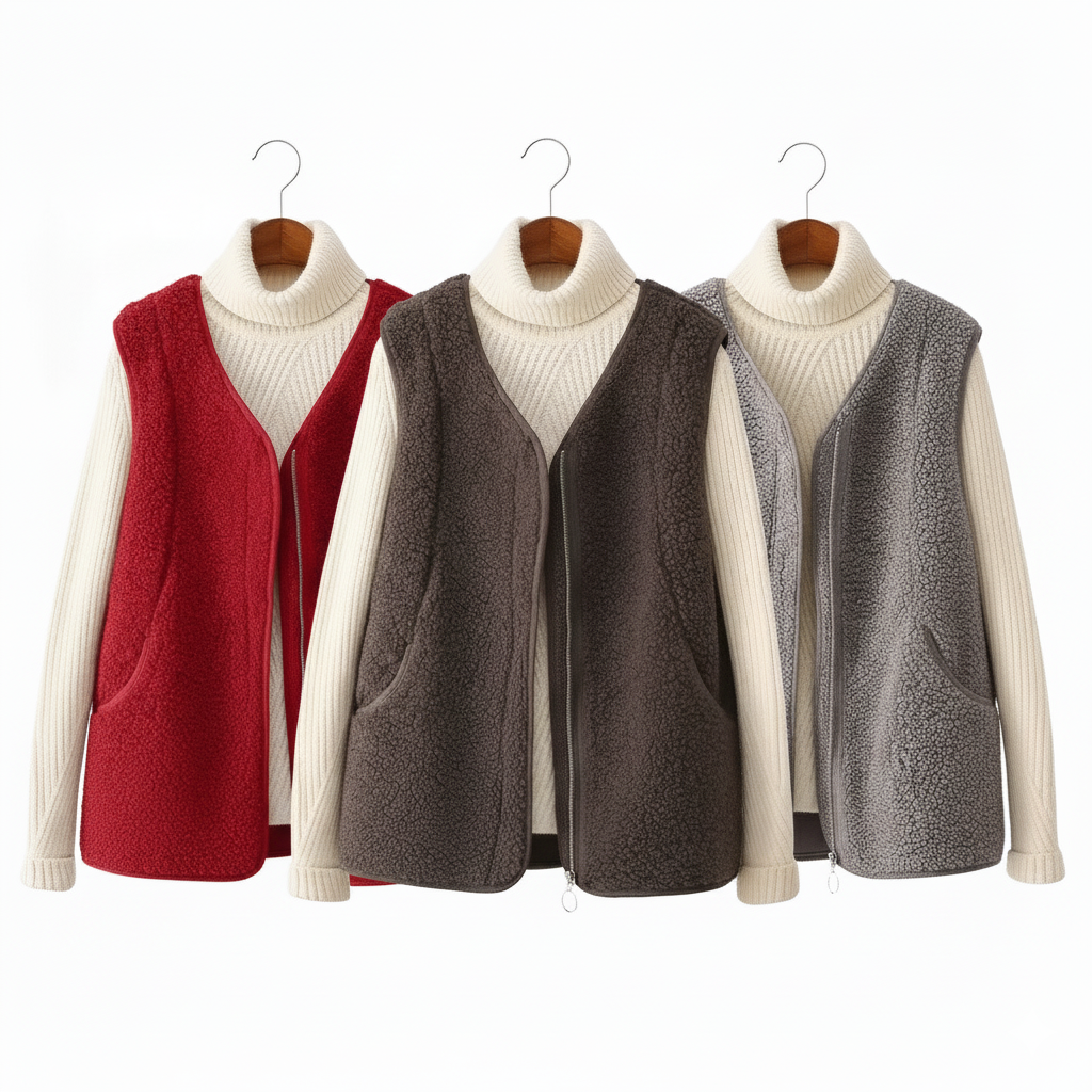 Casual V-Neck Fleece Vest