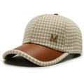 Houndstooth Leather Cap