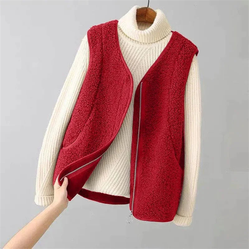 Casual V-Neck Fleece Vest