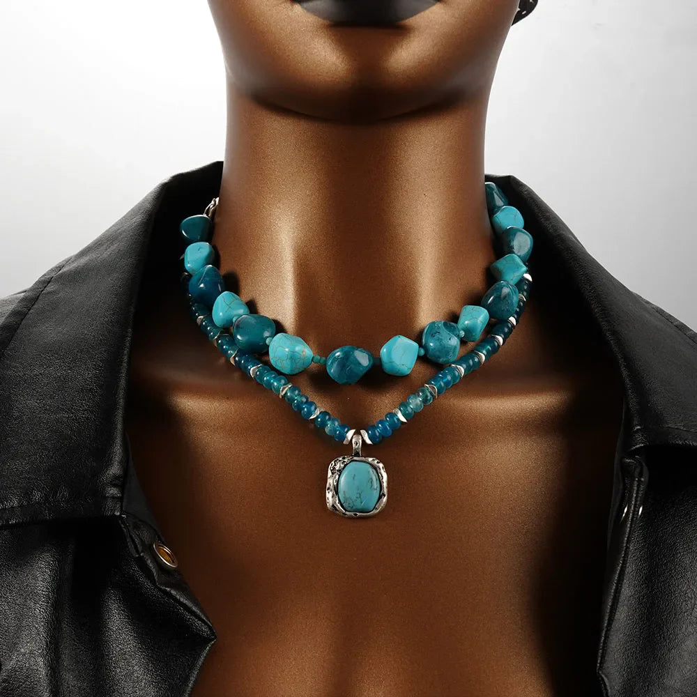 Boho Stone Necklace Set