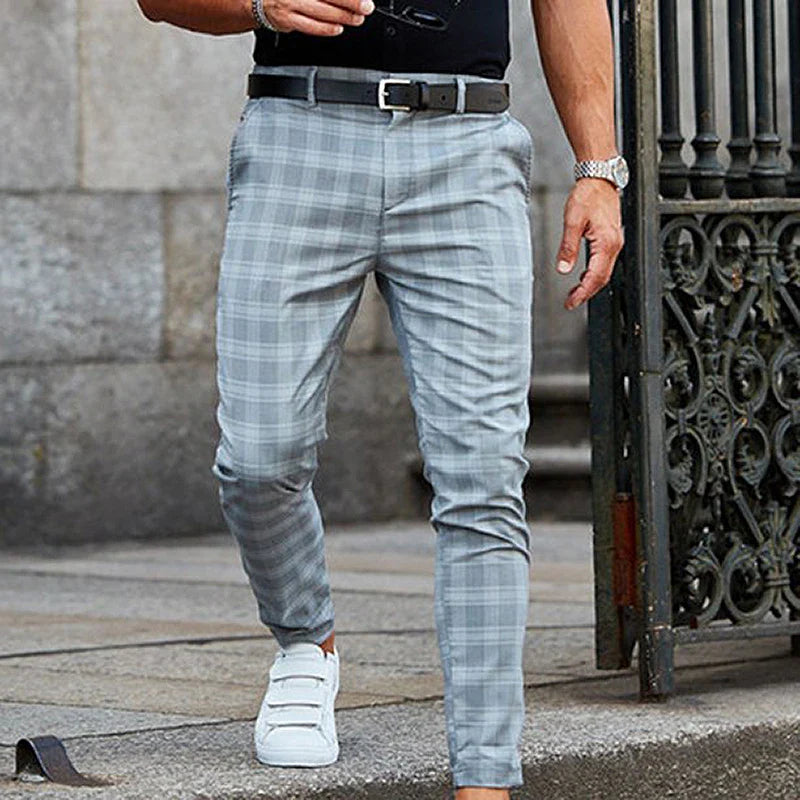 Slim Fit Plaid Trousers