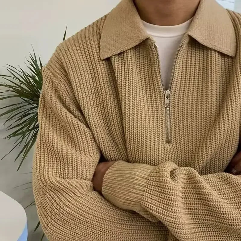 Men's Textured Quarter-Zip Knit Sweater