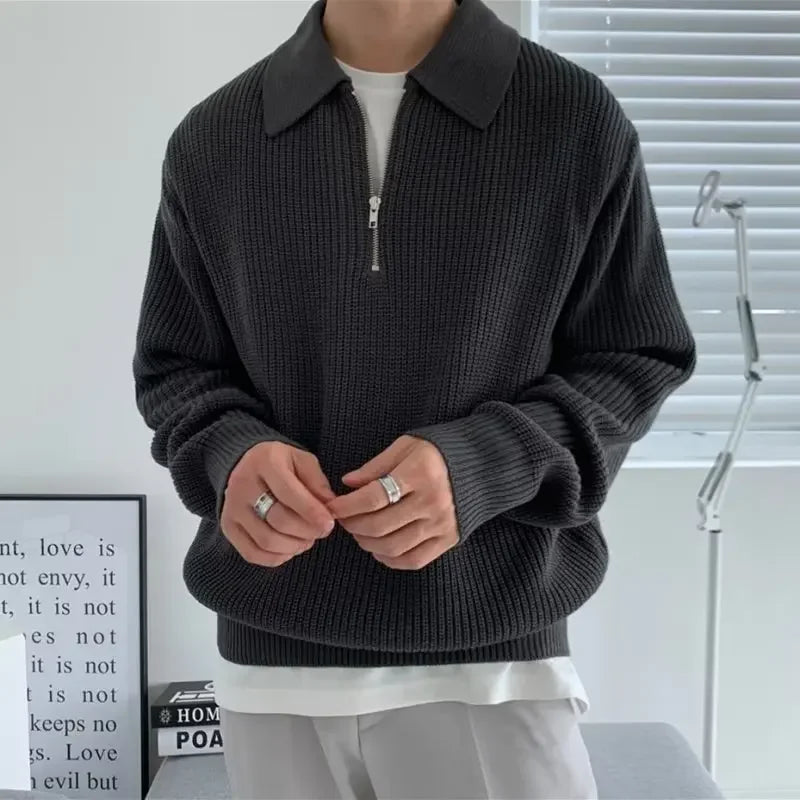 Men's Textured Quarter-Zip Knit Sweater