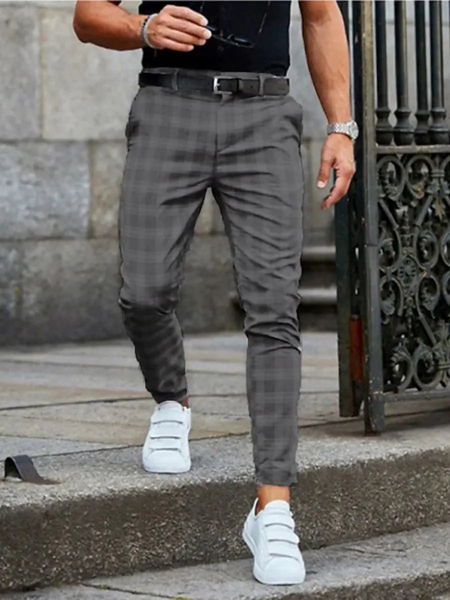 Slim Fit Plaid Trousers