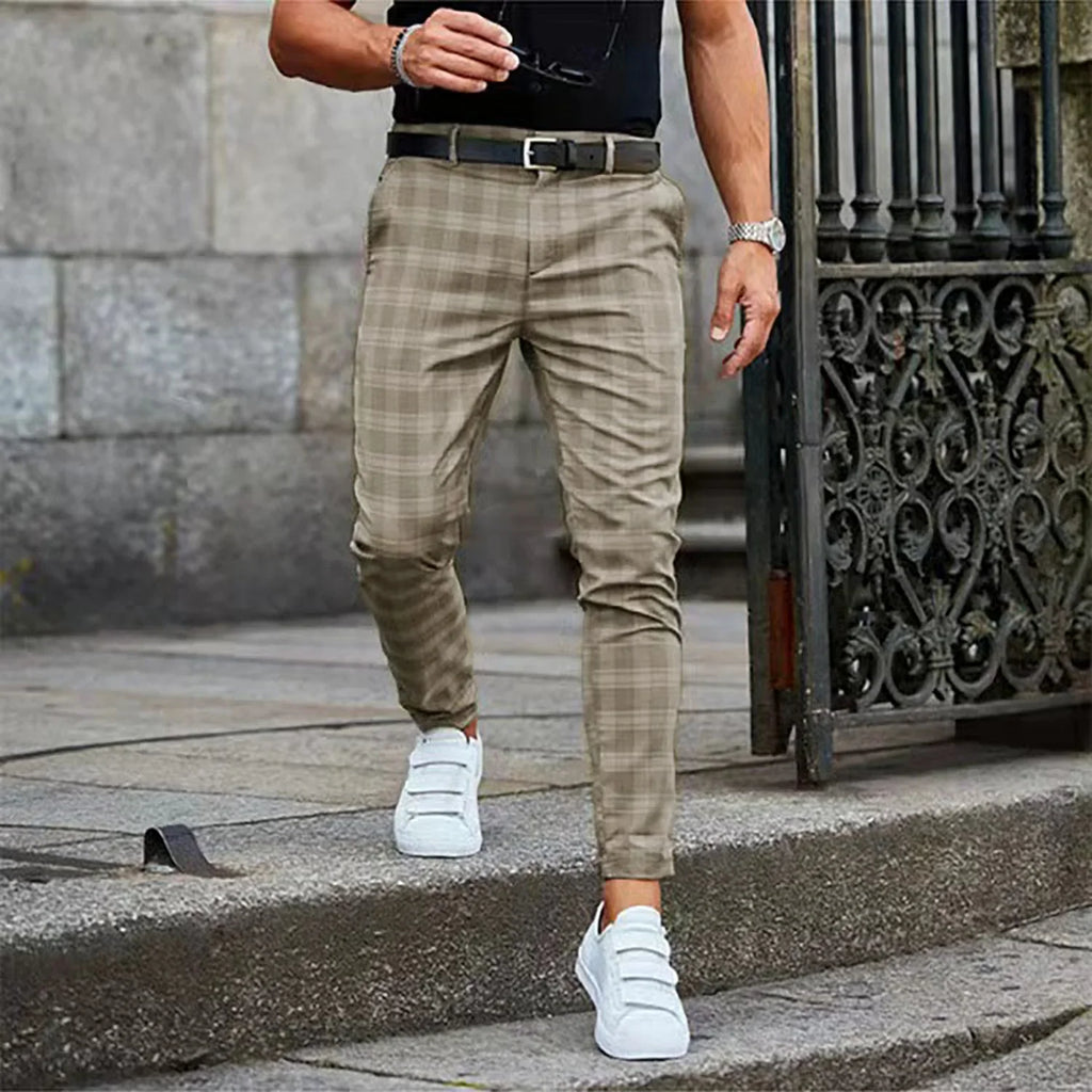 Slim Fit Plaid Trousers