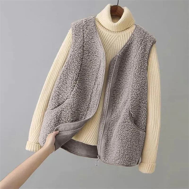 Casual V-Neck Fleece Vest