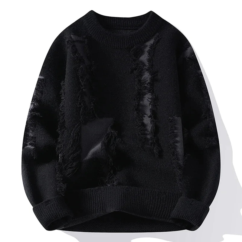 Distressed Knit Contrast Sweater